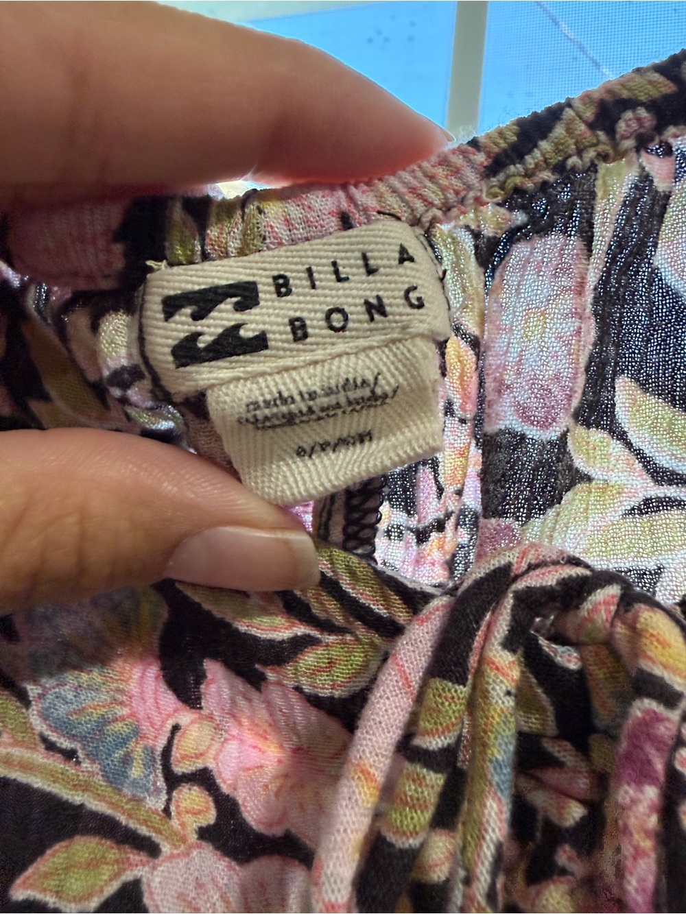 Billabong Black Floral Strappy Dress with Pink Floral Accents Size Small - Picture 2 of 3
